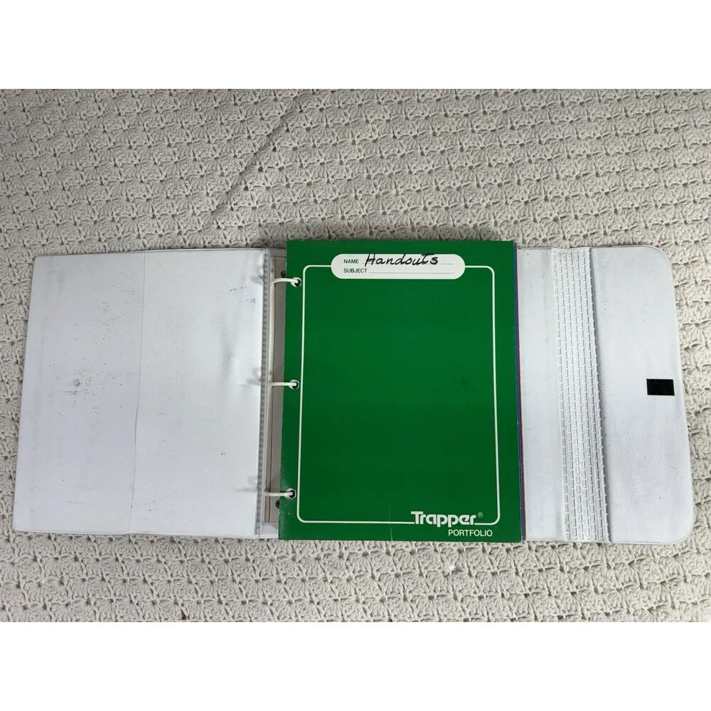 Vintage 1980's Green Mead Trapper Keeper Binder Notebook With 7 Folders and Clip